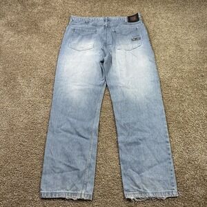 Y2K DEF JAM Baggy Denim Jeans Size 40x30 Blue Straight Leg Vintage Streetwear